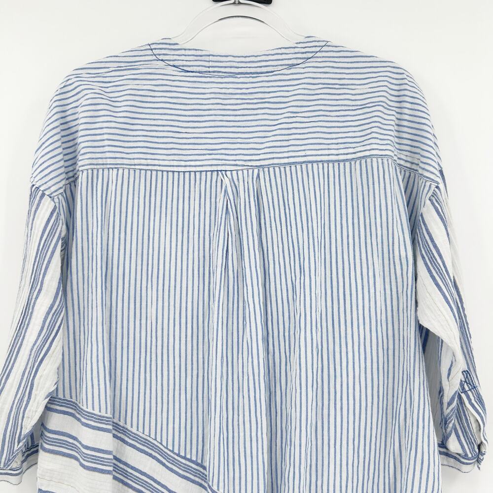Anthro Holding Horses Blue White Stripe Wrap High Low Tunic Top Coastal Womens S - Picture 9 of 13